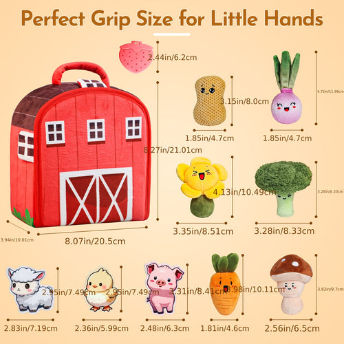 Baby Toys - Soft Fruit And Vegetable Farm Plush Set, Featuring Squeaker And Crinkle Sounds, an Educational Easter Gift Suitable for Both Boys And Girls