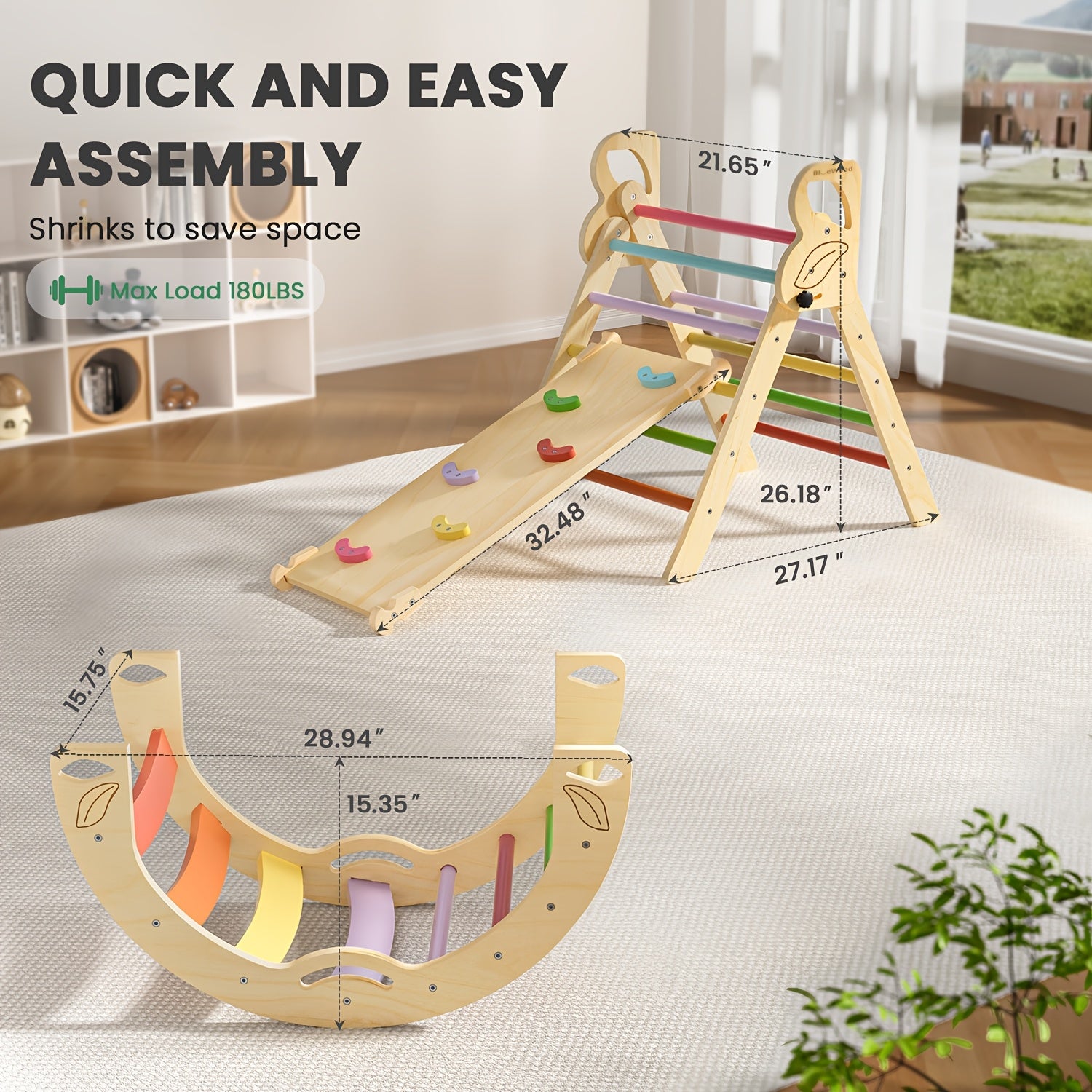 Bluewood 7-In-1 Indoor Play Area for Children - Collapsible Climbing Frame with Slide And Ramp - Colorful Activity Gym for Energetic Play - Toys for Developing Motor Skills for Kids 18 Months And Up, Free Delivery!