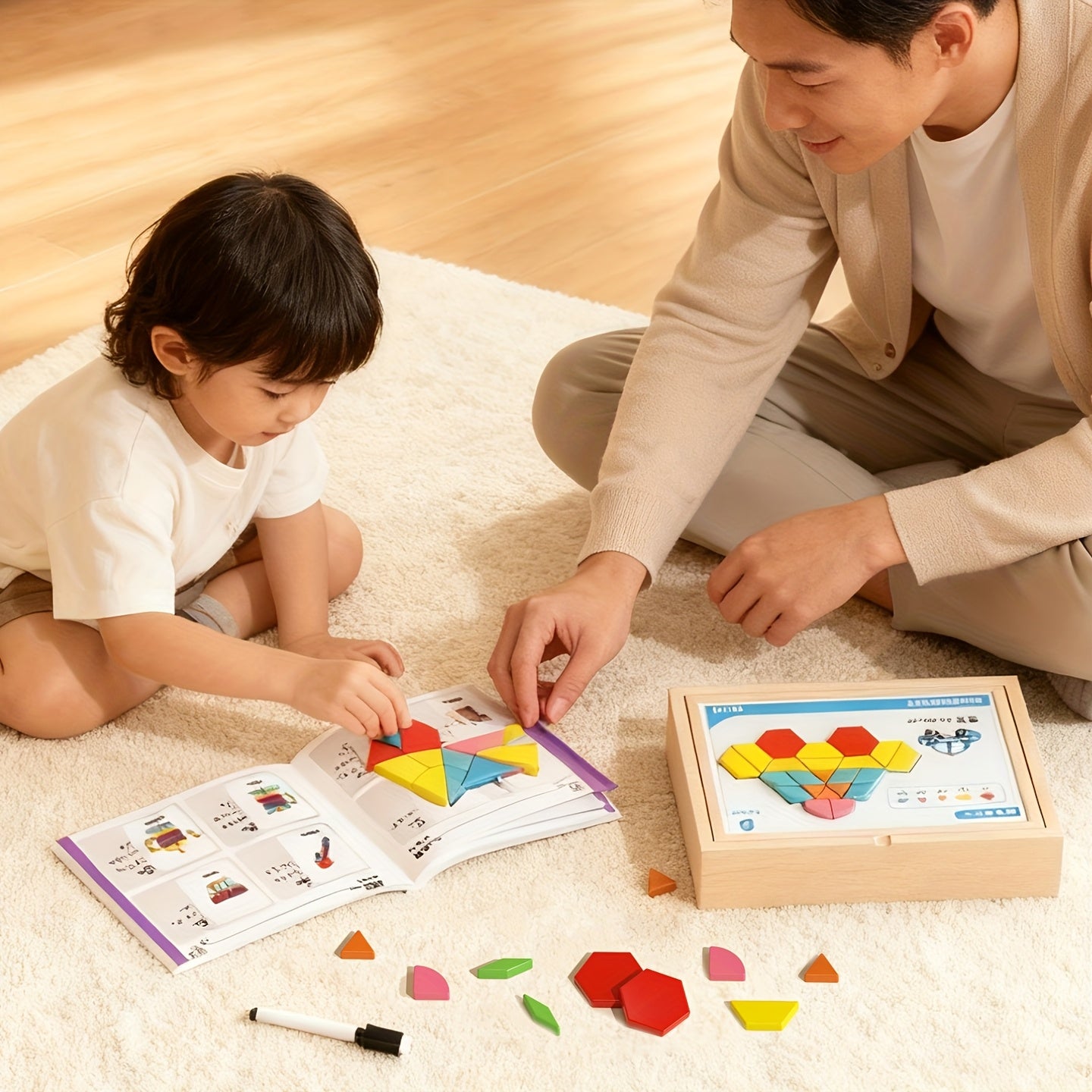 280pcs Magnetic Wooden Puzzle Game with Storage Box - Educational Interactive Brain Teaser Toy for, Spatial Awareness & Problem-Solving Skills Development, Fine Motor Skills, Birthday & Holiday Gift for Boys & Girls (Multicolor)