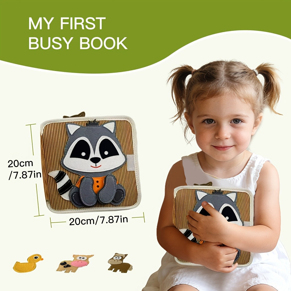A Busy Book for Toddlers, an Interactive Raccoon Game Book, Suitable Early Learning Toy for 1-Year-Olds, a Quiet Travel Toy for Children, a Busy Board for Boys And Girls, Perfect Birthday Gift for Toddlers, Easter, Christmas, And Halloween