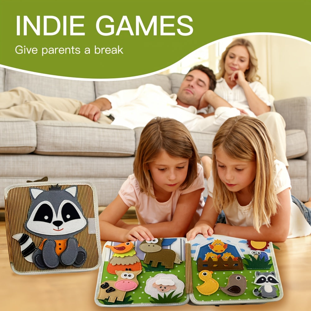 A Busy Book for Toddlers, an Interactive Raccoon Game Book, Suitable Early Learning Toy for 1-Year-Olds, a Quiet Travel Toy for Children, a Busy Board for Boys And Girls, Perfect Birthday Gift for Toddlers, Easter, Christmas, And Halloween