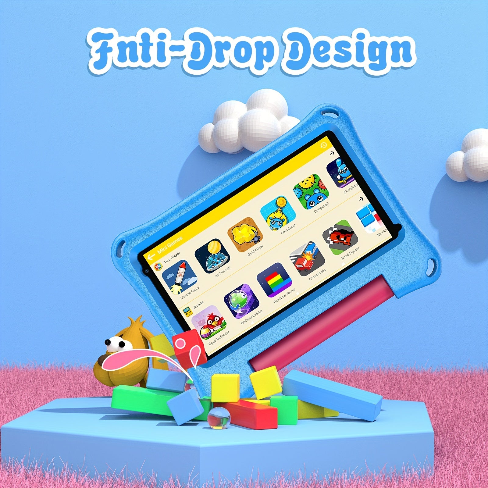 Portable 7-Inch Kids Tablet with Android 11, Featuring 32GB of Internal Storage And 4GB of RAM (Expandable with an Additional 2GB), Wifi Connectivity, GMS Support, Educational Content, Parental Controls, a Silicone Sleeve, a Quad-Core Processor