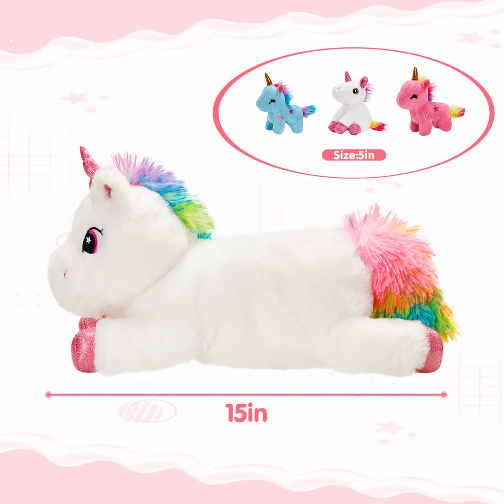 Set of Unicorn Plush Toys, Adorable Stuffed Unicorn Animal, Featuring a Unicorn Mother with Four Baby Unicorns, Perfect Birthday Present for Kids, Great As Companion Toys for Children, Ideal for Party Decor, Soft Pillow, Toy for Kids