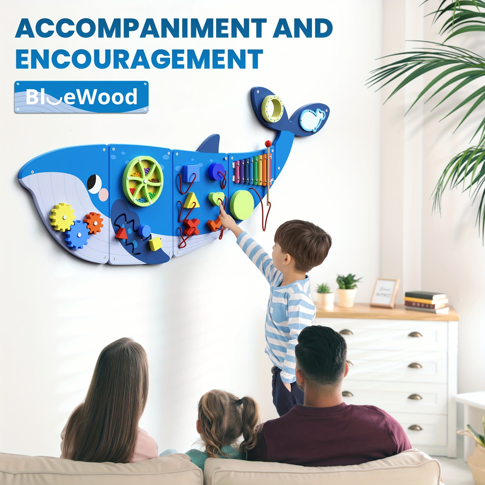 BlueWood Wooden Whale Wall Busy Board Panels, Toddler Learning Activity Center, Interactive Charts, Learning & Education, Educational Toys, Conducive To All-Round Development, Perfect For Toddler Playroom & Daycare, Toddler Room Decor, Easter Gifts