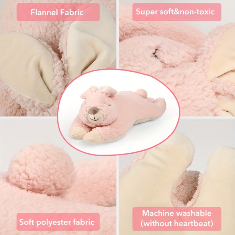 Heartbeat Puppy Toy - Cozy Bunny Pillow, Pink Cocoa Bunny Plush Toy, Blue Bunny With Heartbeat, Dog Heartbeat Plush Toy, Puppy Heartbeat Toy Sleep Aid, Pet Plush Toy, Without Battery