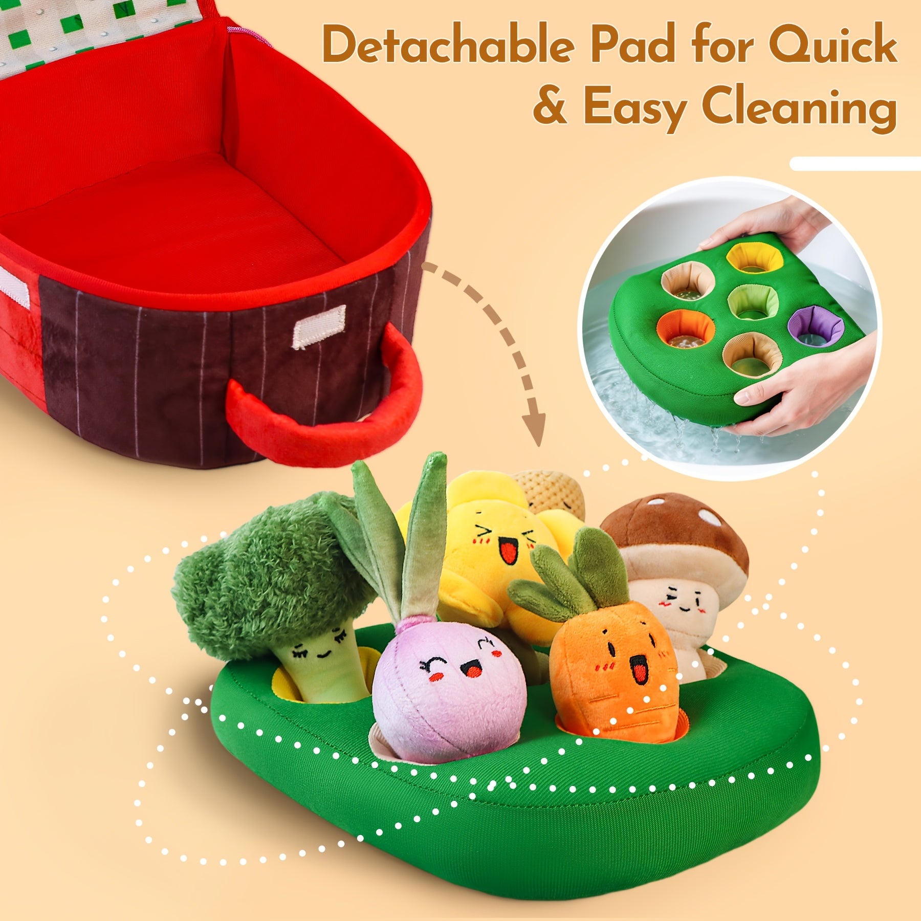 Baby Toys - Soft Fruit And Vegetable Farm Plush Set, Featuring Squeaker And Crinkle Sounds, an Educational Easter Gift Suitable for Both Boys And Girls