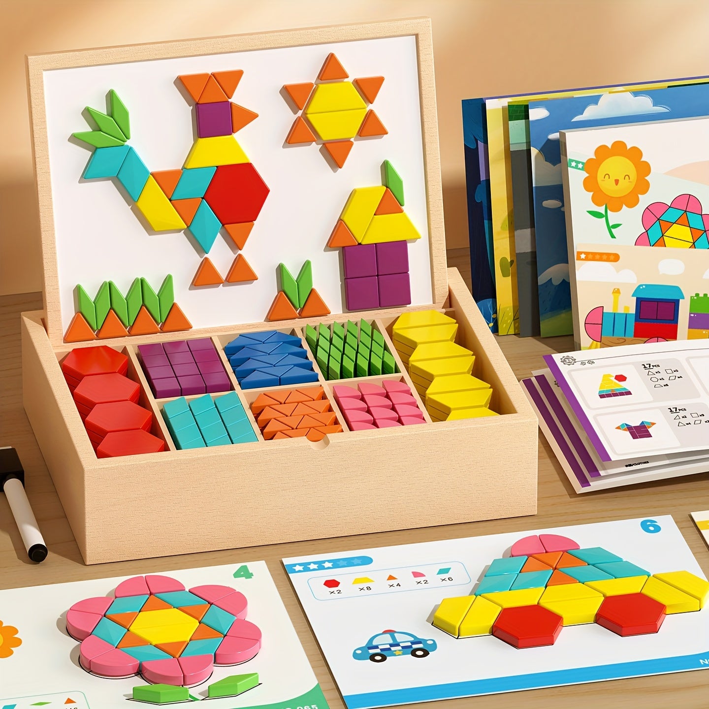 280pcs Magnetic Wooden Puzzle Game with Storage Box - Educational Interactive Brain Teaser Toy for, Spatial Awareness & Problem-Solving Skills Development, Fine Motor Skills, Birthday & Holiday Gift for Boys & Girls (Multicolor)