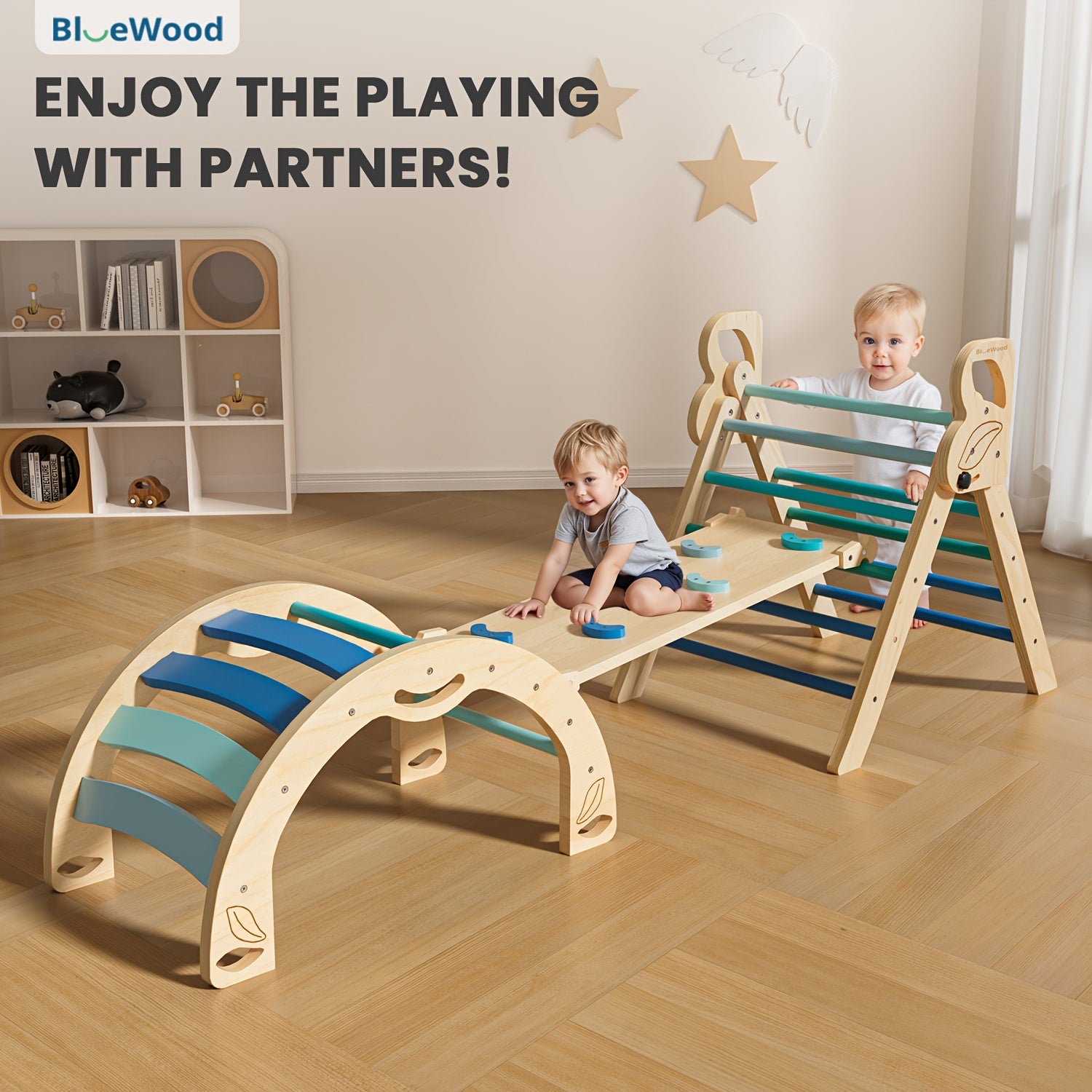 Bluewood 7-In-1 Indoor Play Area for Children - Collapsible Climbing Frame with Slide And Ramp - Colorful Activity Gym for Energetic Play - Toys for Developing Motor Skills for Kids 18 Months And Up, Free Delivery!