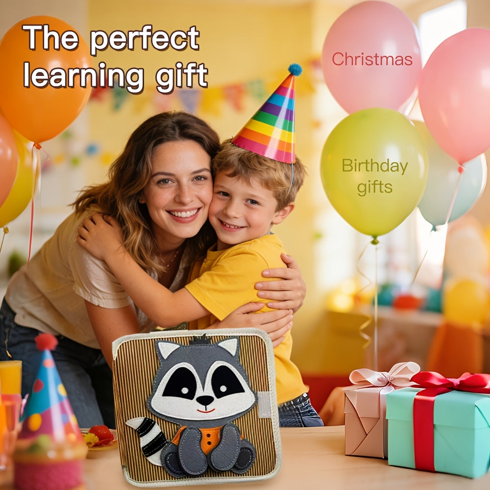 A Busy Book for Toddlers, an Interactive Raccoon Game Book, Suitable Early Learning Toy for 1-Year-Olds, a Quiet Travel Toy for Children, a Busy Board for Boys And Girls, Perfect Birthday Gift for Toddlers, Easter, Christmas, And Halloween