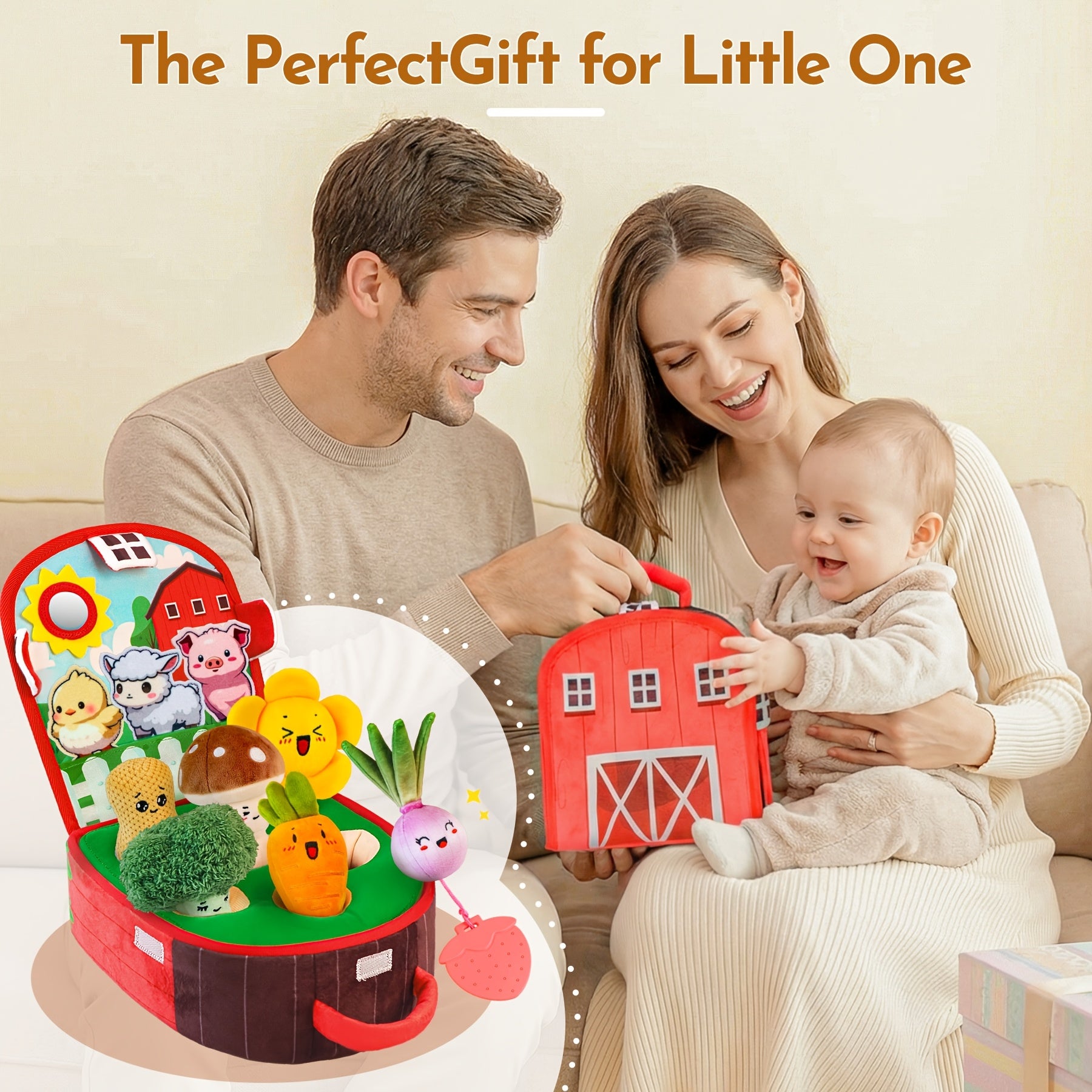 Baby Toys - Soft Fruit And Vegetable Farm Plush Set, Featuring Squeaker And Crinkle Sounds, an Educational Easter Gift Suitable for Both Boys And Girls