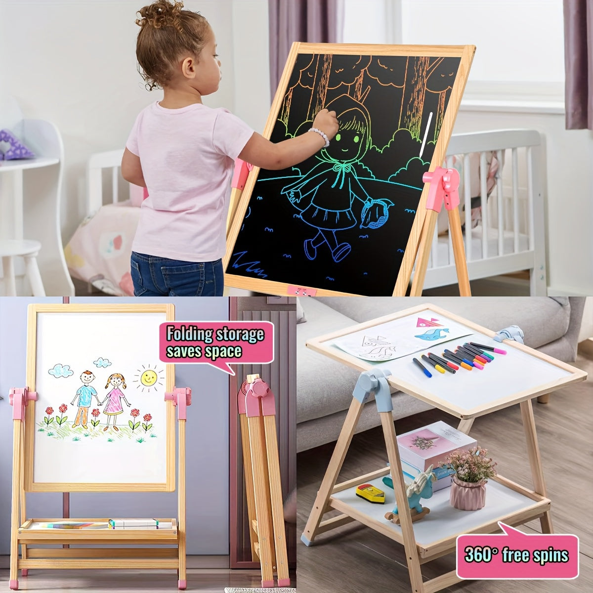 One Colorful LCD Writing Tablet Designed for Children, Featuring a Dual-Sided Writing Surface, an Electronic Whiteboard, And an Adjustable Stand Suitable for Home, Office, And Classroom Settings, Perfect for Teaching, Drawing, And Writing