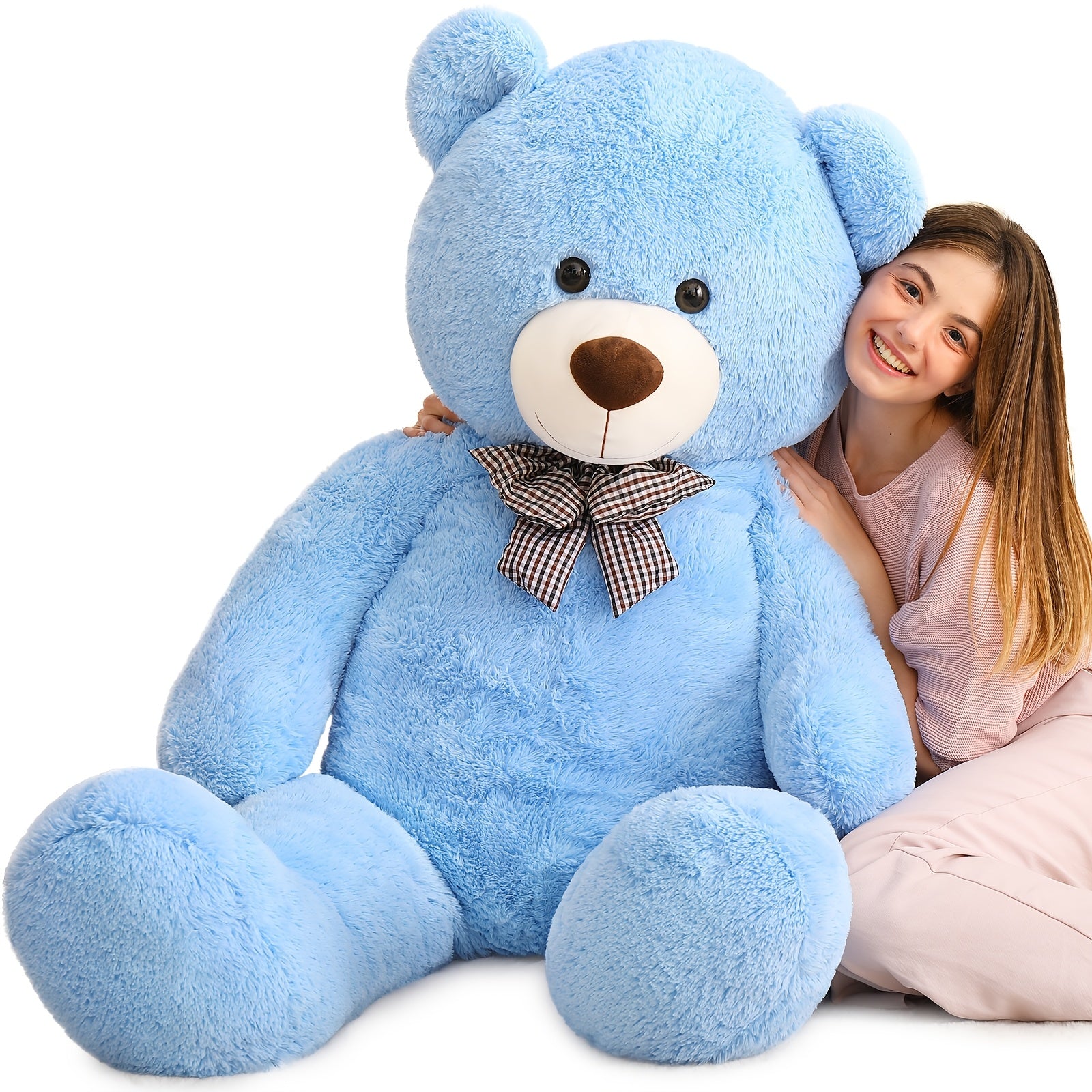 Morismos Large Blue Teddy Bear Jumbo Bear 55 Inch Oversize Huge Stuffed Animal for Boys And Girls