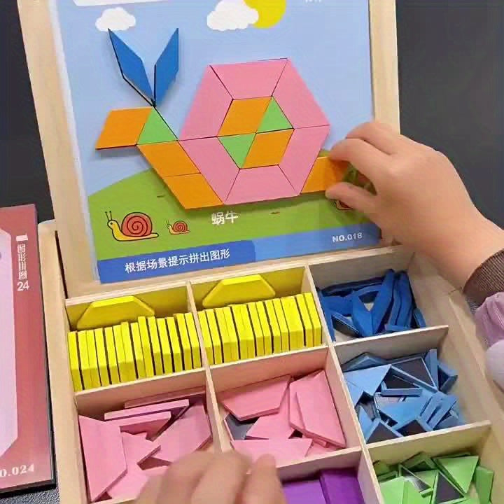 280pcs Magnetic Wooden Puzzle Game with Storage Box - Educational Interactive Brain Teaser Toy for, Spatial Awareness & Problem-Solving Skills Development, Fine Motor Skills, Birthday & Holiday Gift for Boys & Girls (Multicolor)