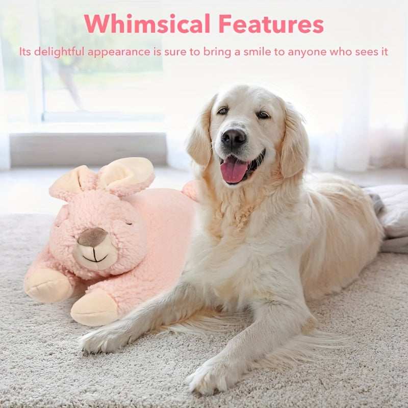 Heartbeat Puppy Toy - Cozy Bunny Pillow, Pink Cocoa Bunny Plush Toy, Blue Bunny With Heartbeat, Dog Heartbeat Plush Toy, Puppy Heartbeat Toy Sleep Aid, Pet Plush Toy, Without Battery