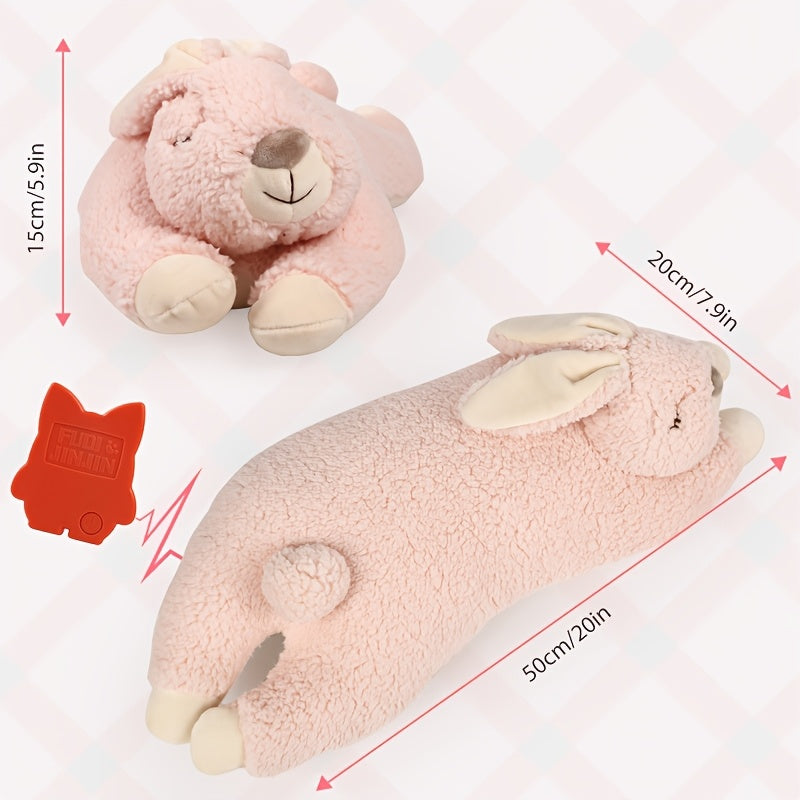 Heartbeat Puppy Toy - Cozy Bunny Pillow, Pink Cocoa Bunny Plush Toy, Blue Bunny With Heartbeat, Dog Heartbeat Plush Toy, Puppy Heartbeat Toy Sleep Aid, Pet Plush Toy, Without Battery