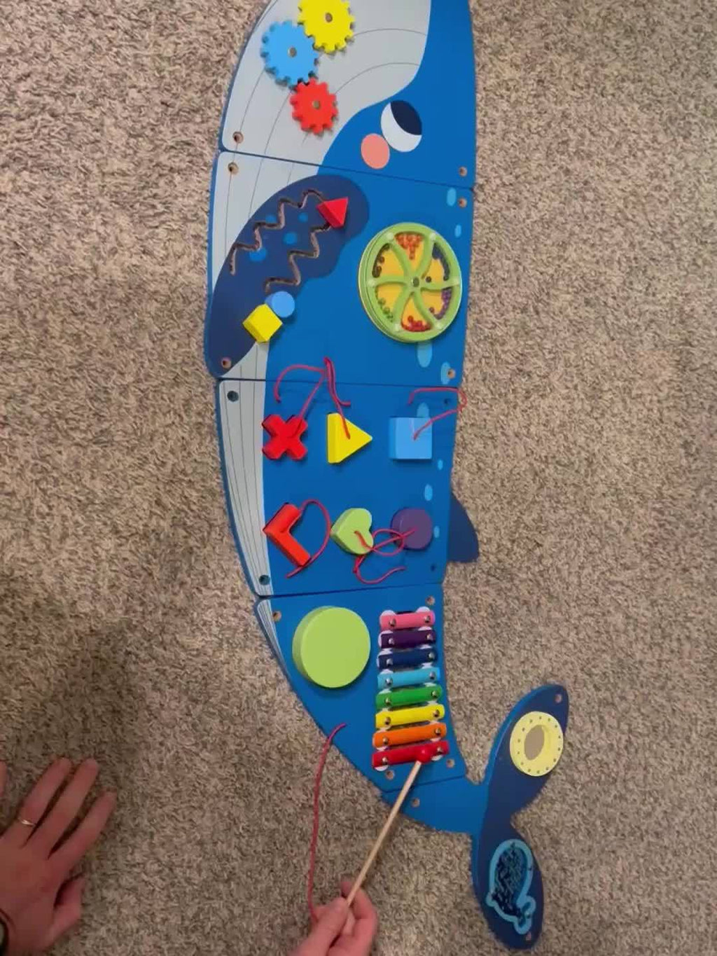 BlueWood Wooden Whale Wall Busy Board Panels, Toddler Learning Activity Center, Interactive Charts, Learning & Education, Educational Toys, Conducive To All-Round Development, Perfect For Toddler Playroom & Daycare, Toddler Room Decor, Easter Gifts
