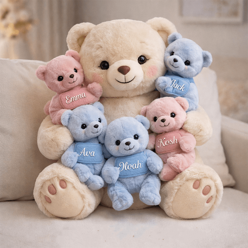 Personalized Mama Bear Hugging Baby Pillow