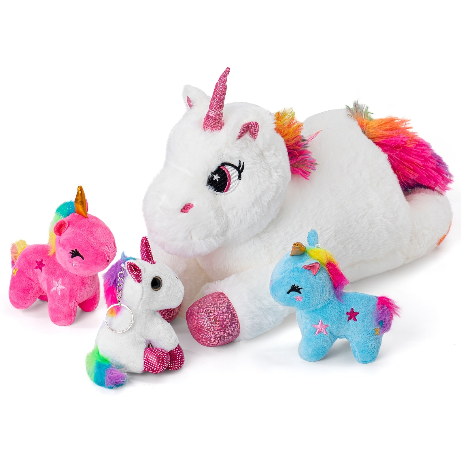 Set of Unicorn Plush Toys, Adorable Stuffed Unicorn Animal, Featuring a Unicorn Mother with Four Baby Unicorns, Perfect Birthday Present for Kids, Great As Companion Toys for Children, Ideal for Party Decor, Soft Pillow, Toy for Kids