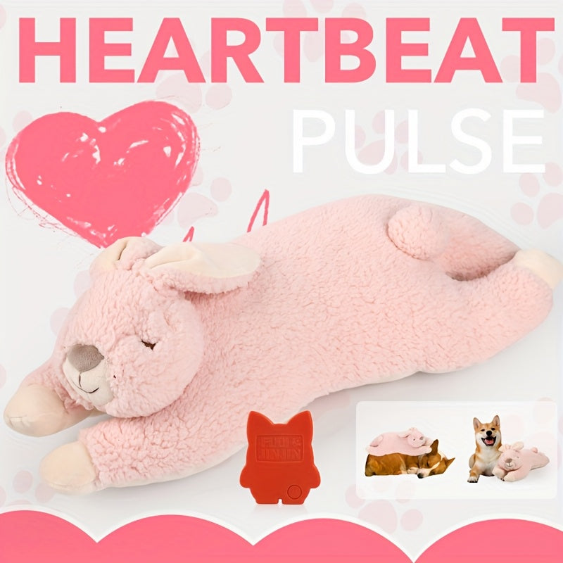 Heartbeat Puppy Toy - Cozy Bunny Pillow, Pink Cocoa Bunny Plush Toy, Blue Bunny With Heartbeat, Dog Heartbeat Plush Toy, Puppy Heartbeat Toy Sleep Aid, Pet Plush Toy, Without Battery