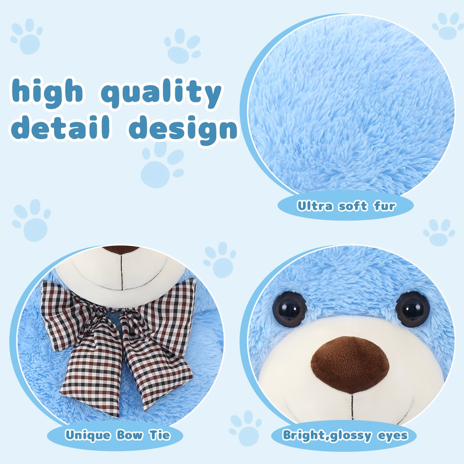 Morismos Large Blue Teddy Bear Jumbo Bear 55 Inch Oversize Huge Stuffed Animal for Boys And Girls